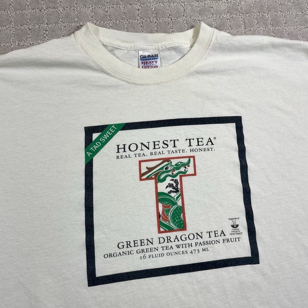 Vintage Y2K Honest Tea Organic Green Dragon Promo Size 2XL Tshirt